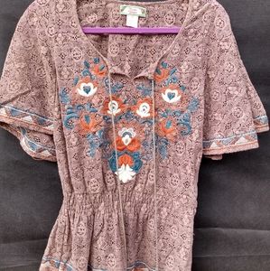 Flying Tomato Embroidered Lace Boho Blouse